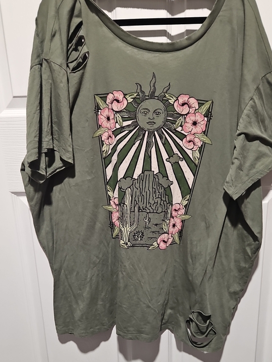 torrid Tops - torrid Olive Short-Sleeve Graphic Tee with Pink Floral & Desert Sun